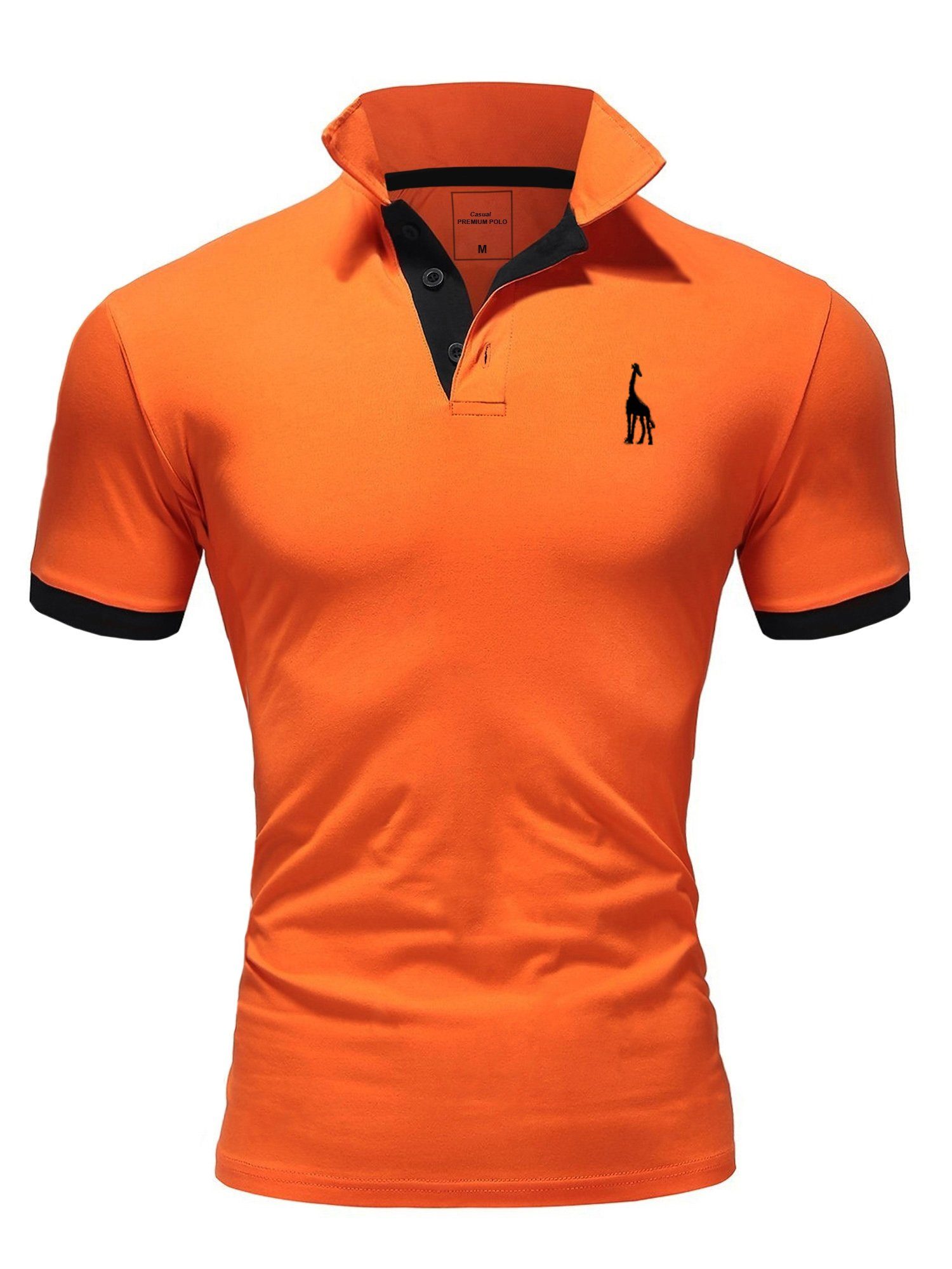 JOSEPH Basic Poloshirt Hemd Herren Orange/Schwarz Kontrast Kurzarm REPUBLIX Polo