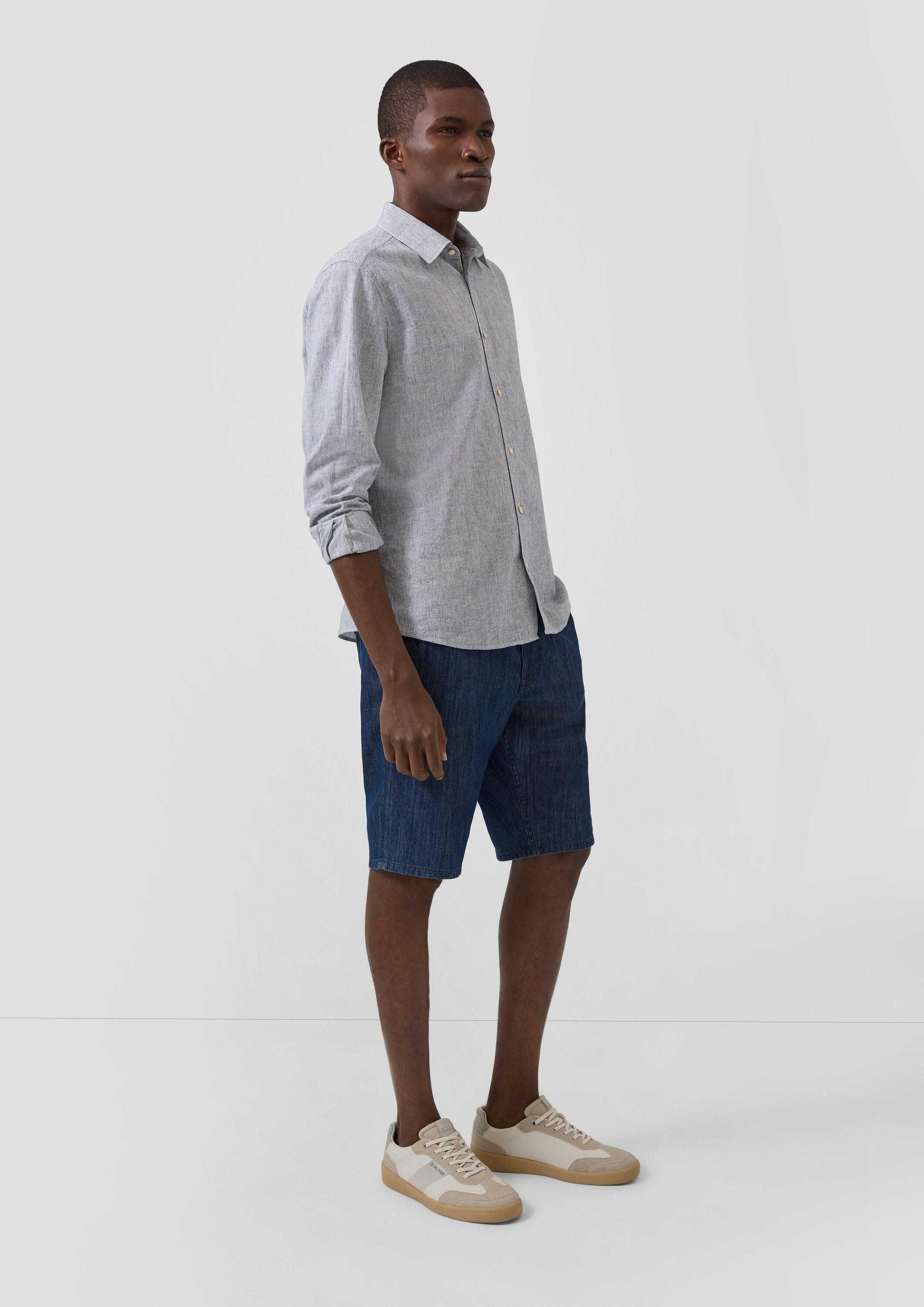 s.Oliver Jeansshorts Jeans-Hose Bermuda-Jeans aus Leinenmix im Relaxed Fit