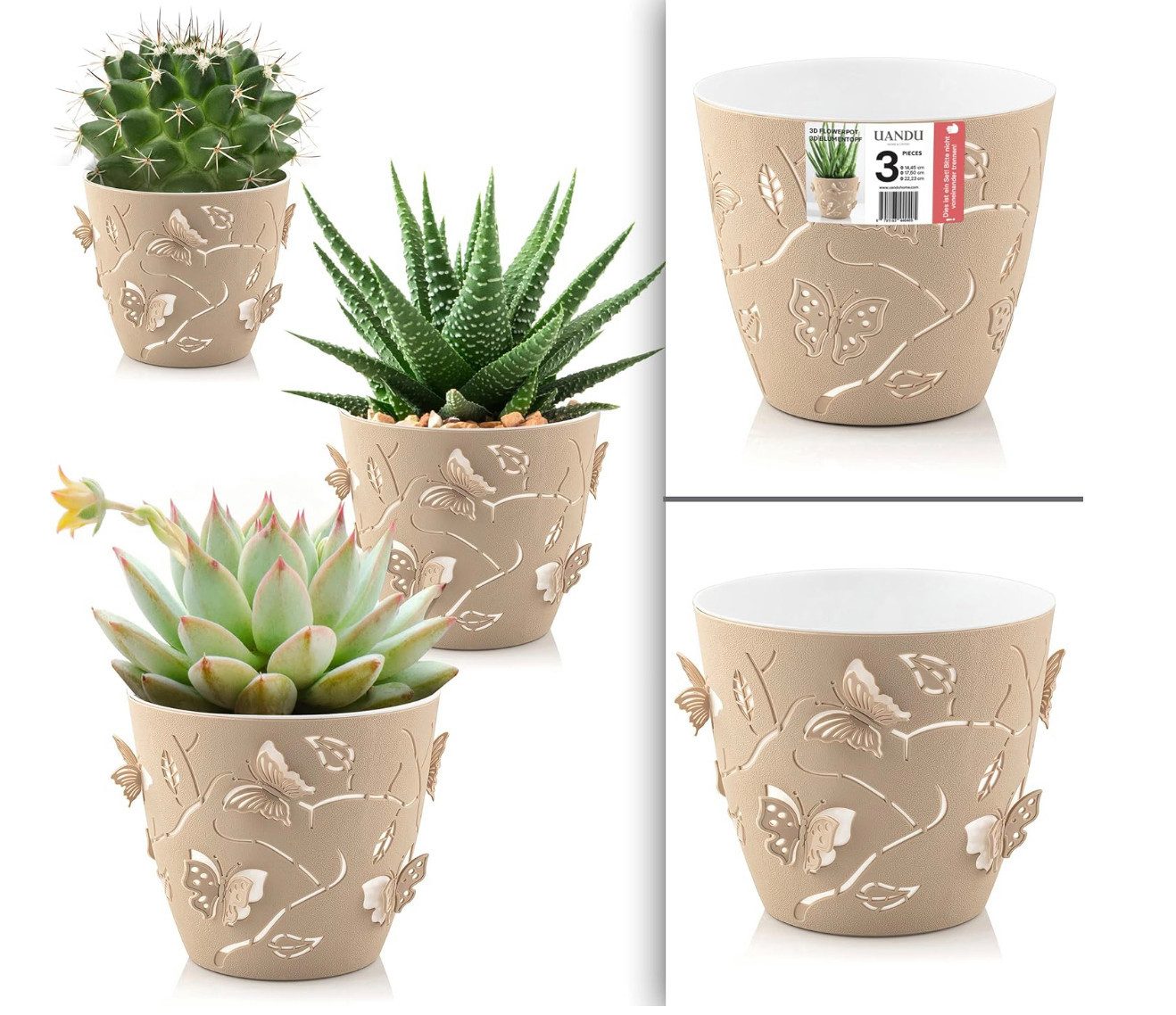 Blumentopf Set 3 Größen, Plant Pot, übertopf, Flower Pot, Pflanzkübel