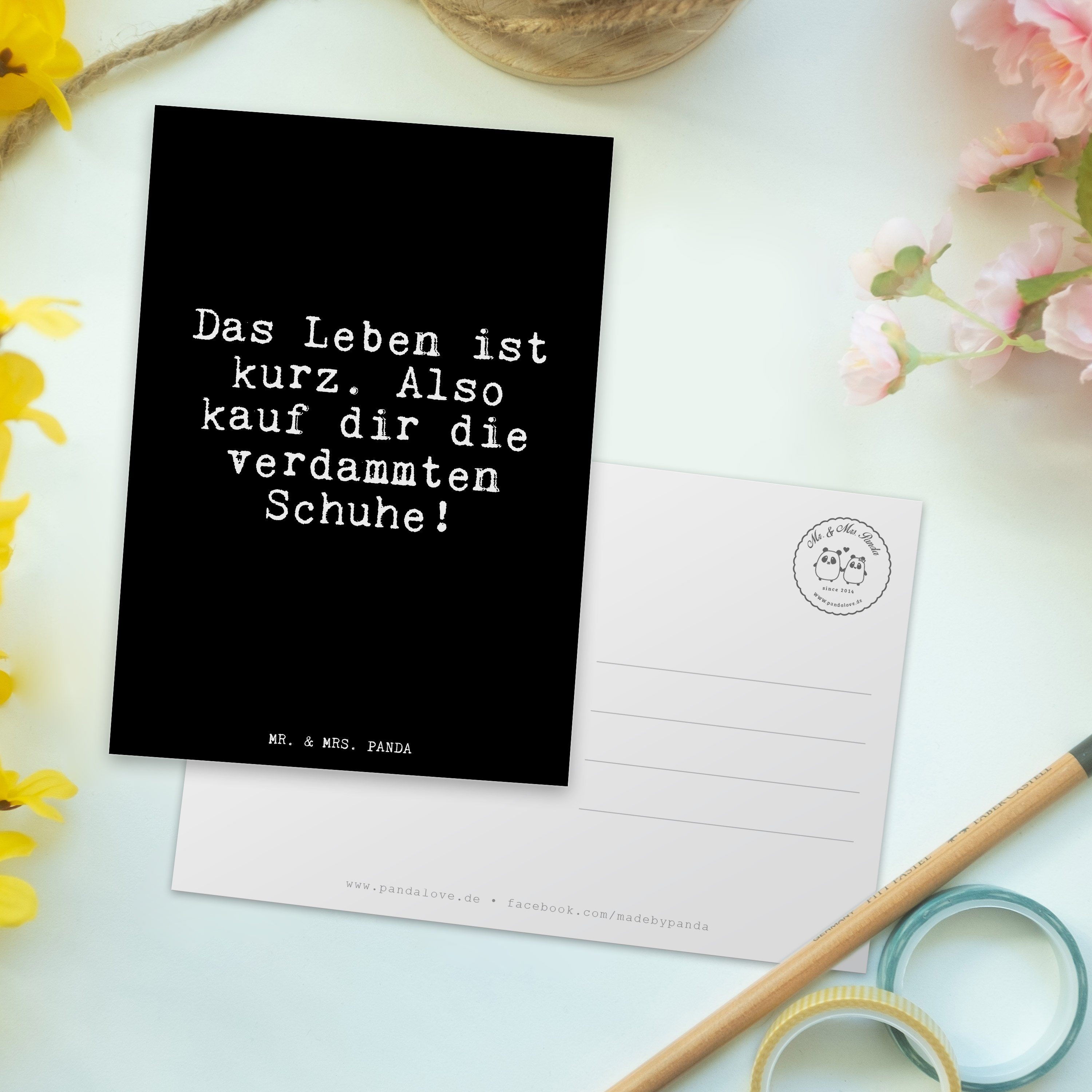 Mr. & Mrs. lustig, Schuhe, Leben Sprüche - Das Postkarte - Geschenk, Schwarz Panda kurz.... ist