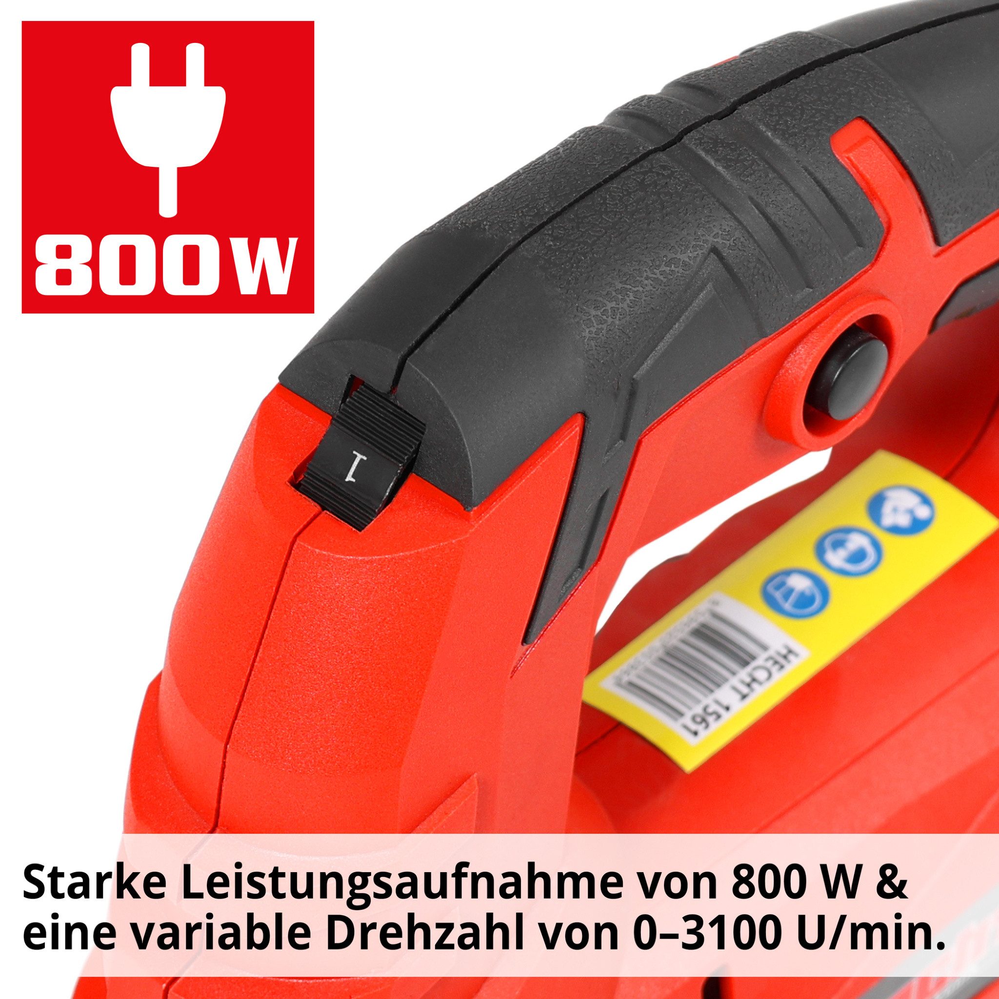 Hecht Stichsäge 800W 230V mit Laser 28 mm Sägeblatthub 1,5 kg, Blasfunktion, Parallelanschlag