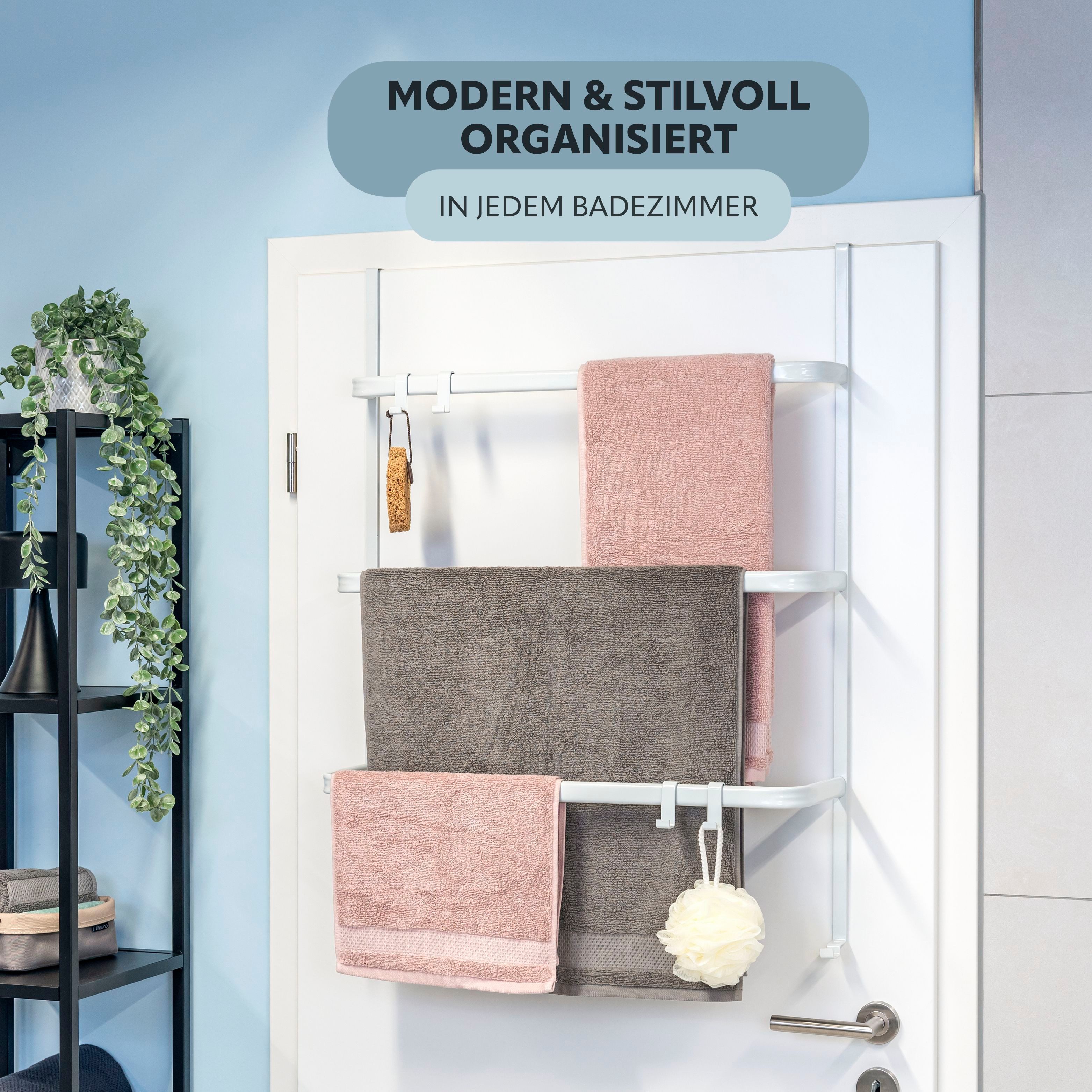 bremermann Handtuchhalter Tür-Hängeregal aus Metall, 3 Handtuchstangen und günstig online kaufen