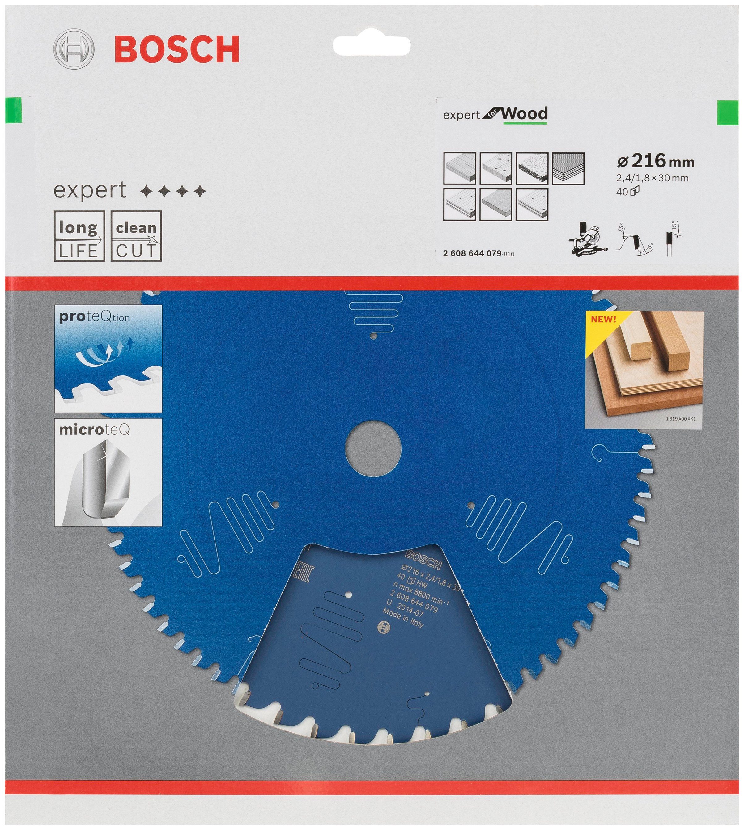Bosch Professional Kreissägeblatt Kreissägeblatt Expert for Wood, 216 x 30 x 2,4 mm, 40