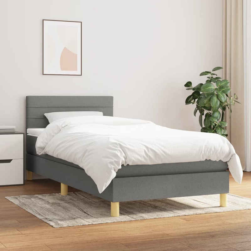 vidaXL Bett Boxspringbett mit Matratze Dunkelgrau 80x200 cm Stoff