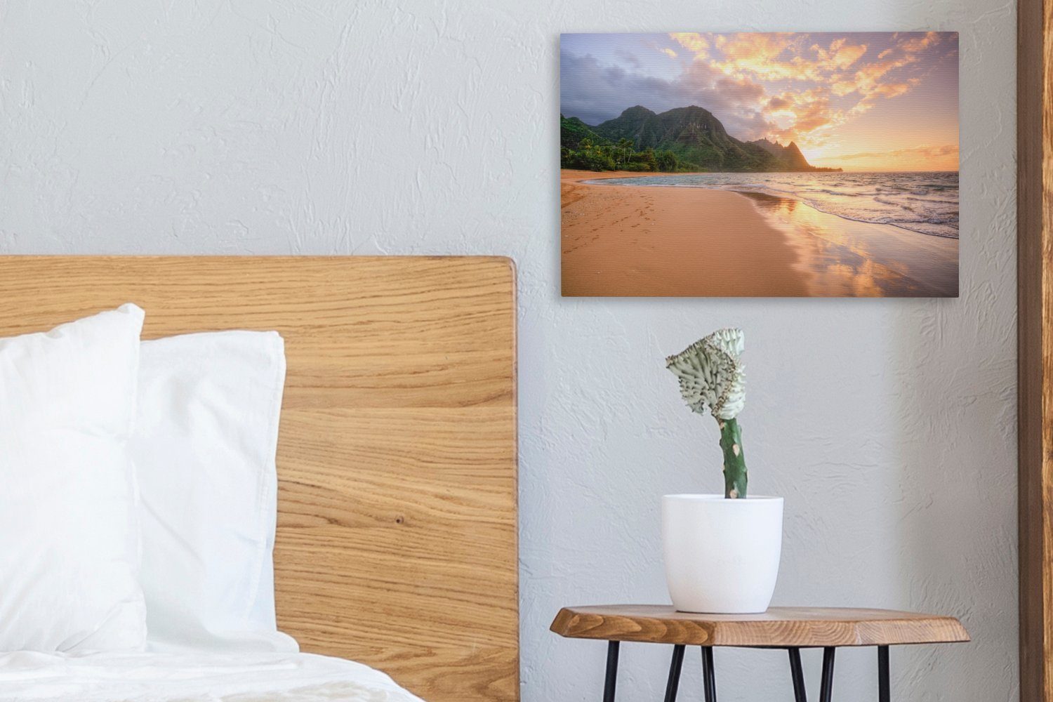 cm (1 Kauai, auf St), Sonnenuntergang Leinwandbilder, Wanddeko, OneMillionCanvasses® 30x20 Aufhängefertig, Wandbild Leinwandbild