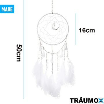 MAVURA Traumfänger TRÄUMOX Traumfänger LED Perlenfeder Dreamcatcher, beleuchtet Dekoration mit weißen Federn