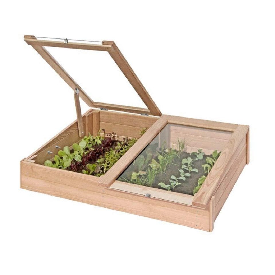 Gartenpirat Frühbeet Frühbeet-Kasten aus Lärchenholz 119x80x30 cm Mini-Gewächshaus