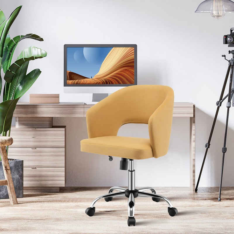 COSTWAY Bürostuhl höhenverstellbarer Schreibtischstuhl, Drehstuhl, bis 150 kg belastbar, Gelb