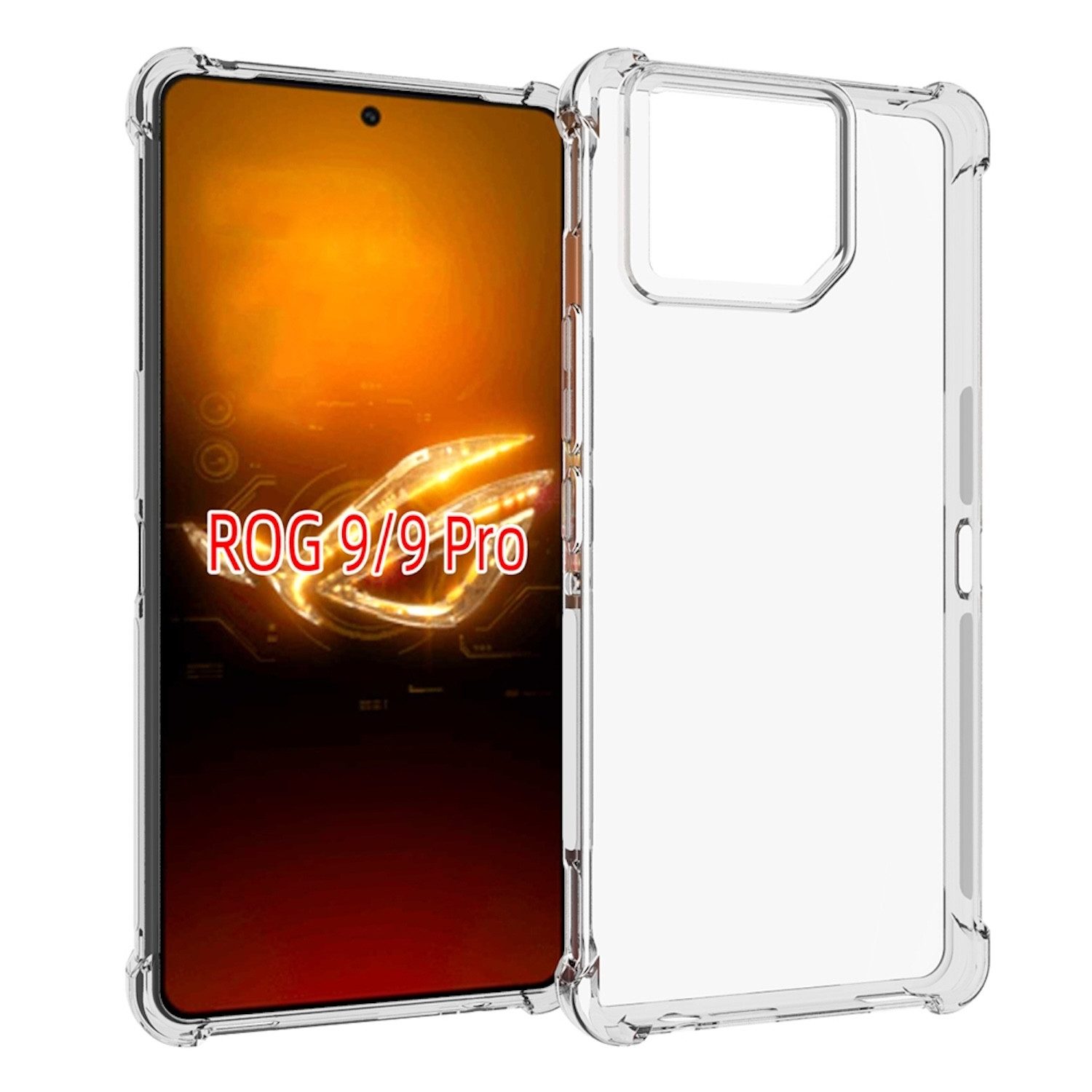 Wigento Handyhülle Für Asus ROG Phone 9 / 9 Pro Schock TPU Schutz Handy Hülle Transparent, Silikon TPU Handy Schutz Hülle verstärkte Ecken