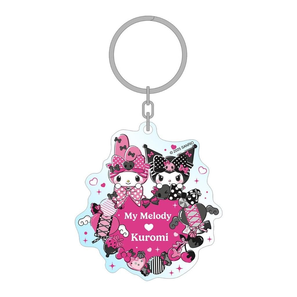 Sakami Merchandise Schlüsselanhänger My Melody & Kuromi - Acrylic Keychain - Pink Black Party Series - 7cm