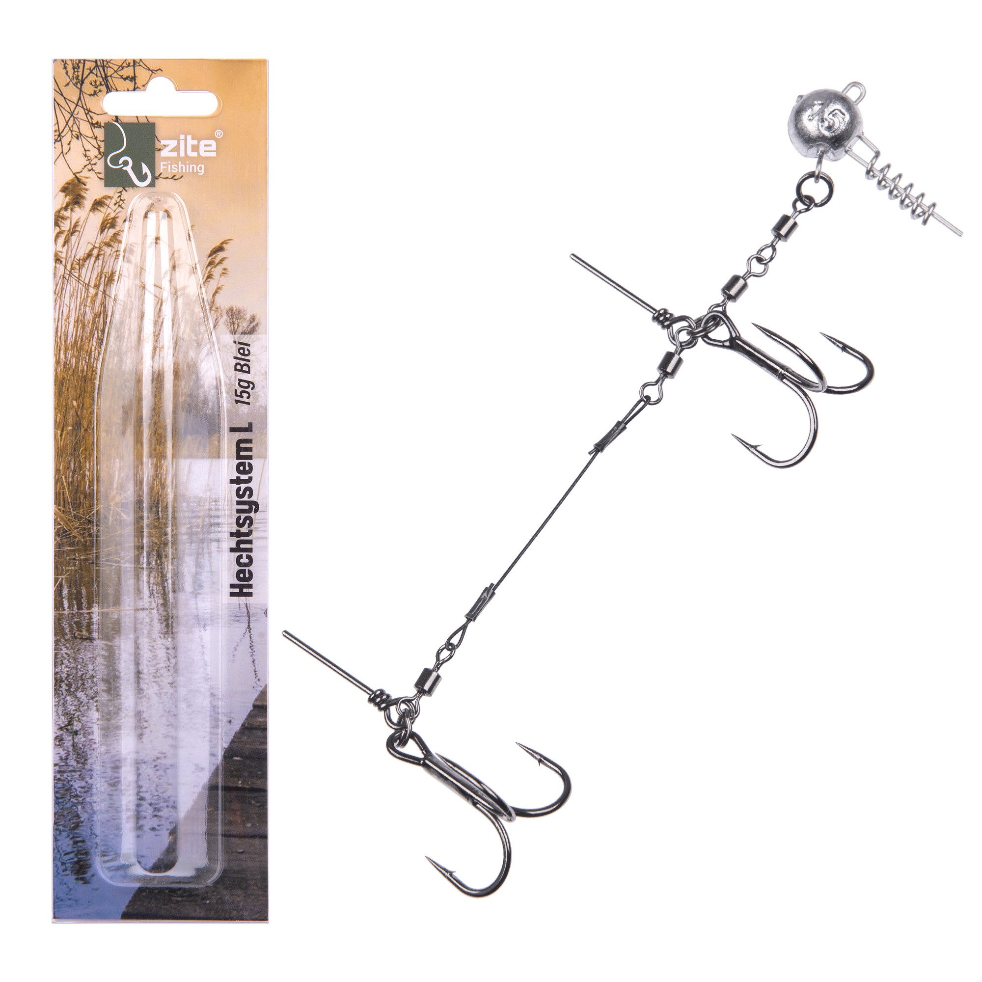 Drillingshaken Hechtsystem L 13cm 5-20g Blei Gummifisch 21-26cm Fertigmontage Angeln