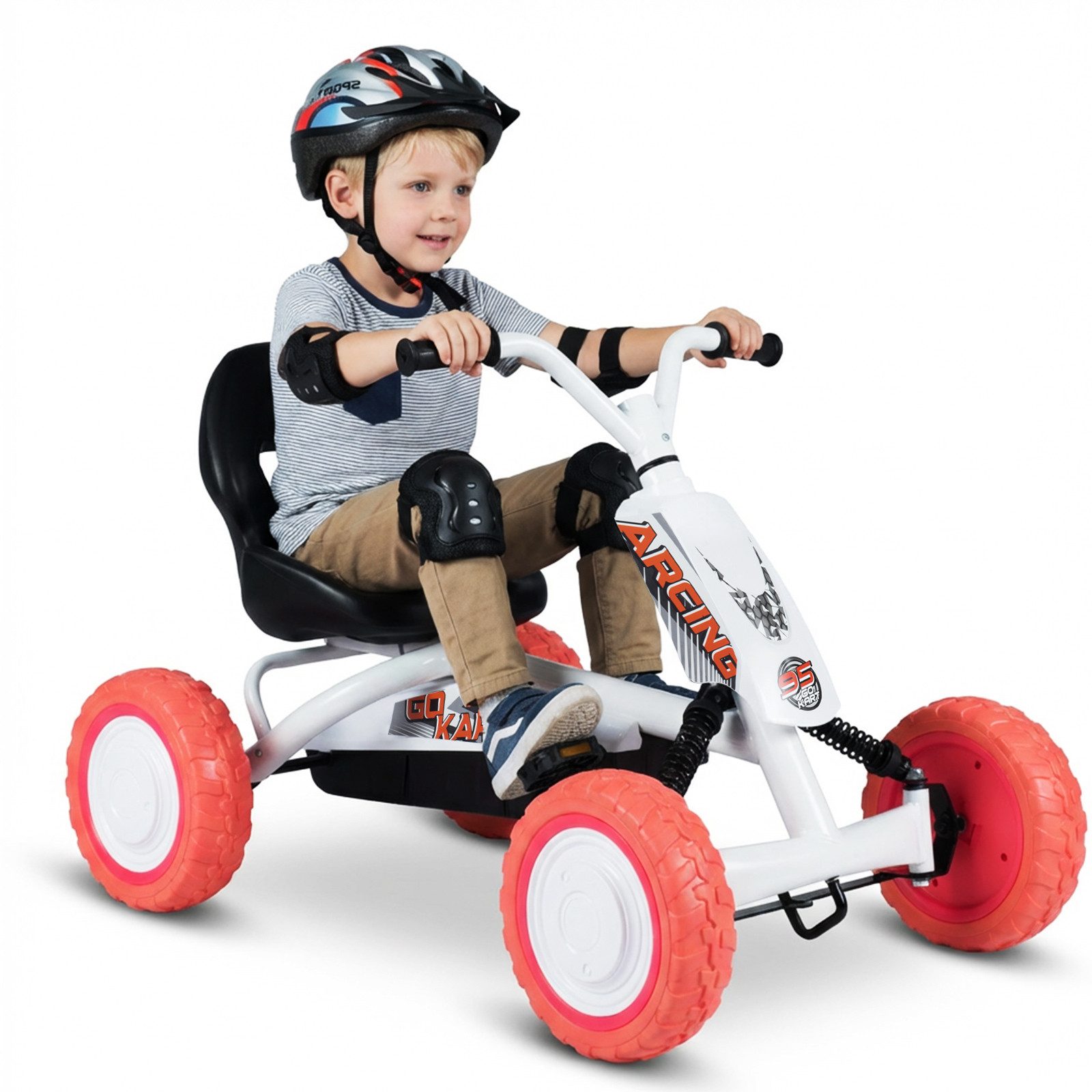 COSTWAY Go-Kart, Kinderauto mit Pedal, verstellbarem Sitz, bis 30 kg