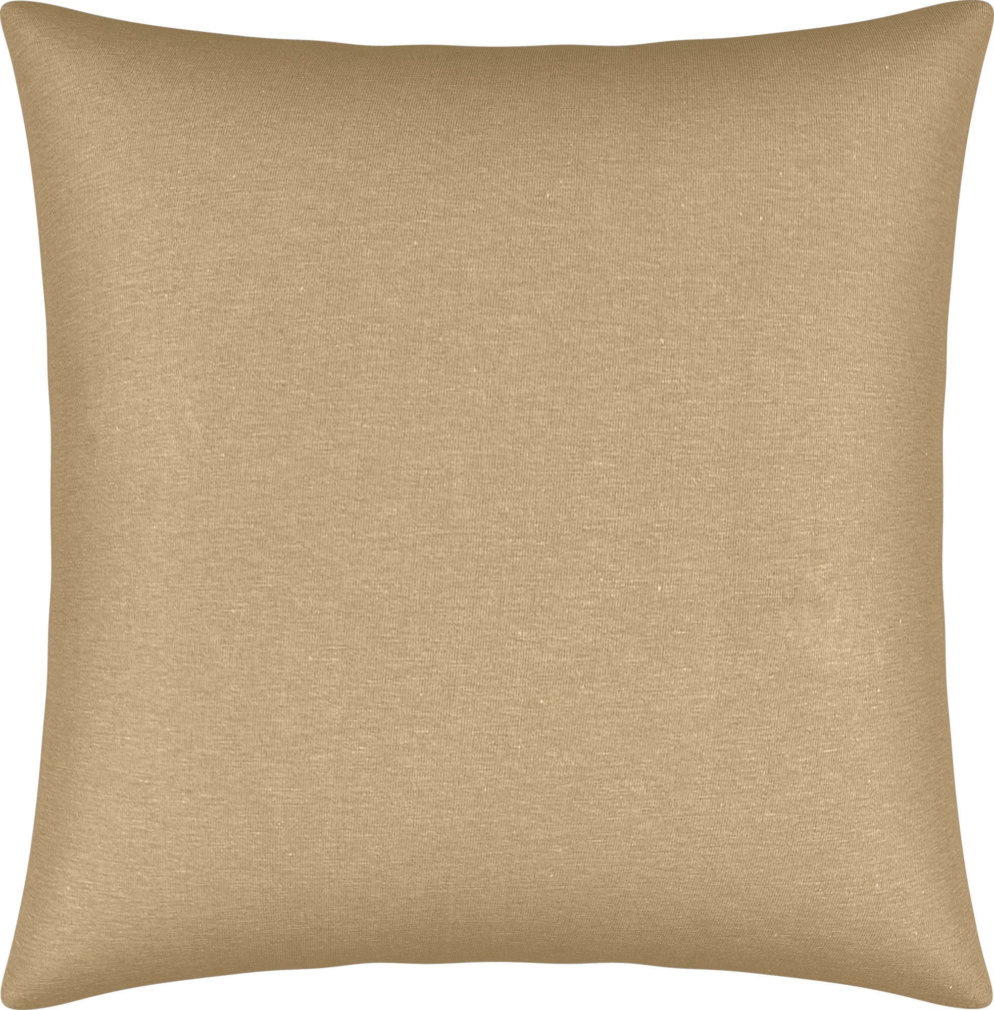 Stück), Uni Single-Jersey Kuschelkissenbezug beige Müller Erwin Kissenbezug "Murnau", (1