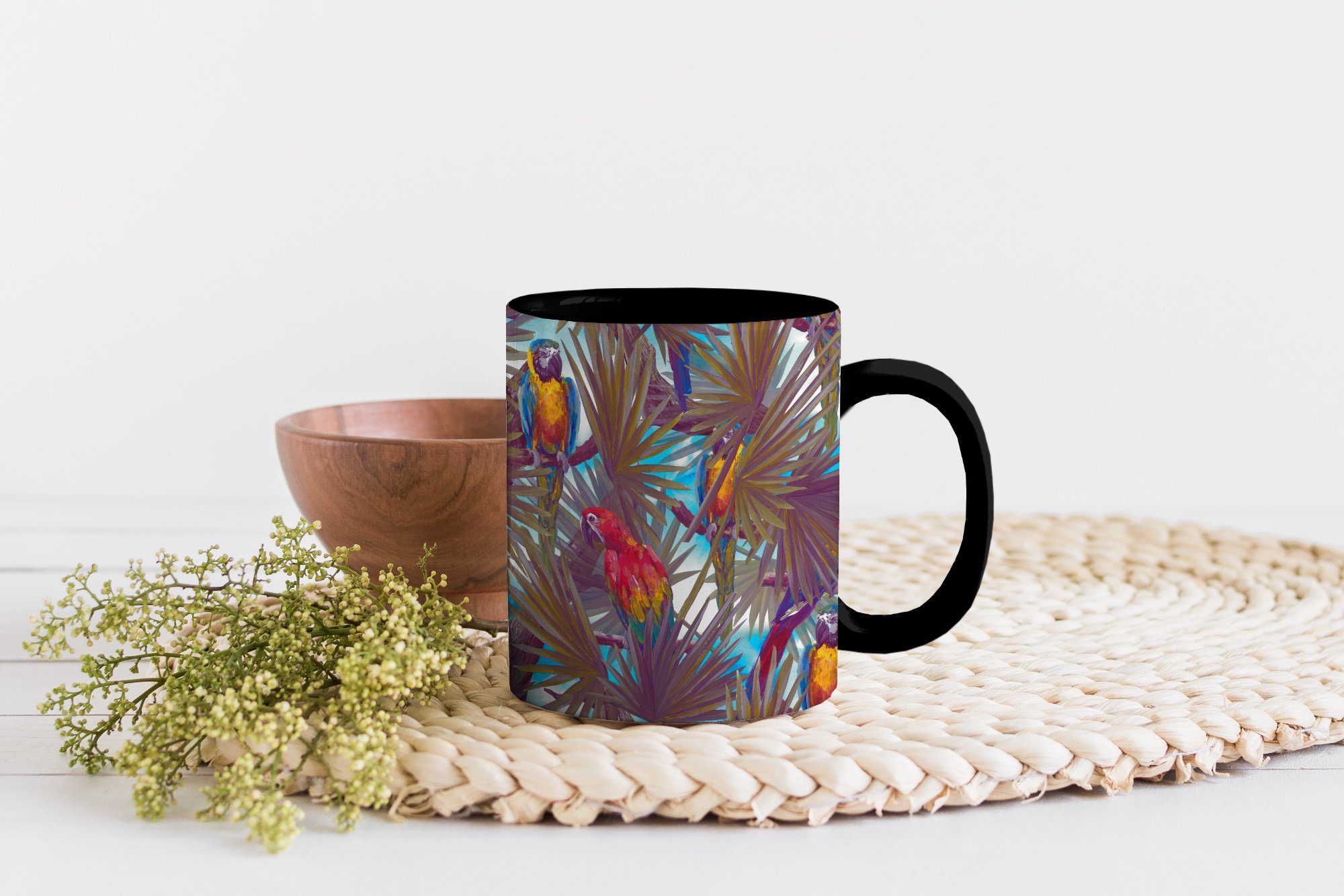 Kaffeetassen, - - Vintage Keramik, Farbwechsel, Regenbogen MuchoWow Tasse Geschenk - Papagei Dschungel, Teetasse, Zaubertasse,