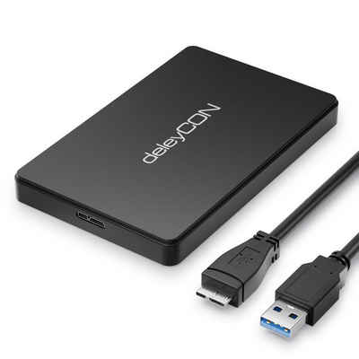 deleyCON Festplatten-Gehäuse deleyCON Festplattengehäuse 2,5“ SATA3 HDD SSD 7mm & 9,5mm Micro-USB