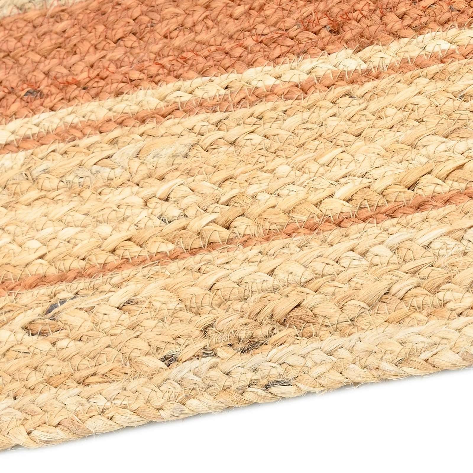 TaraCarpet Teppich Jute Durry Bordüre Flachgewebe Boho Modern, rechteckig, Höhe: 5 mm, Teppich Sisal optik Bordüre terra Wohnzimmer 60x110 cm