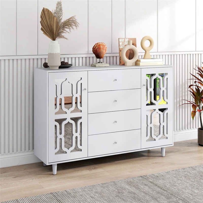 Wilitto Sideboard Möbel Küchenschrank Kommode Kücheninsel Küchenwagen Sideboard Weiß