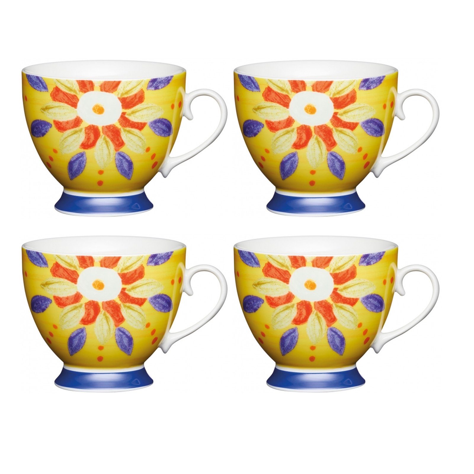 Neuetischkultur Tasse Tassen-Set, 4-teilig, geschwungene Form, Porzellan Marokko Gelb