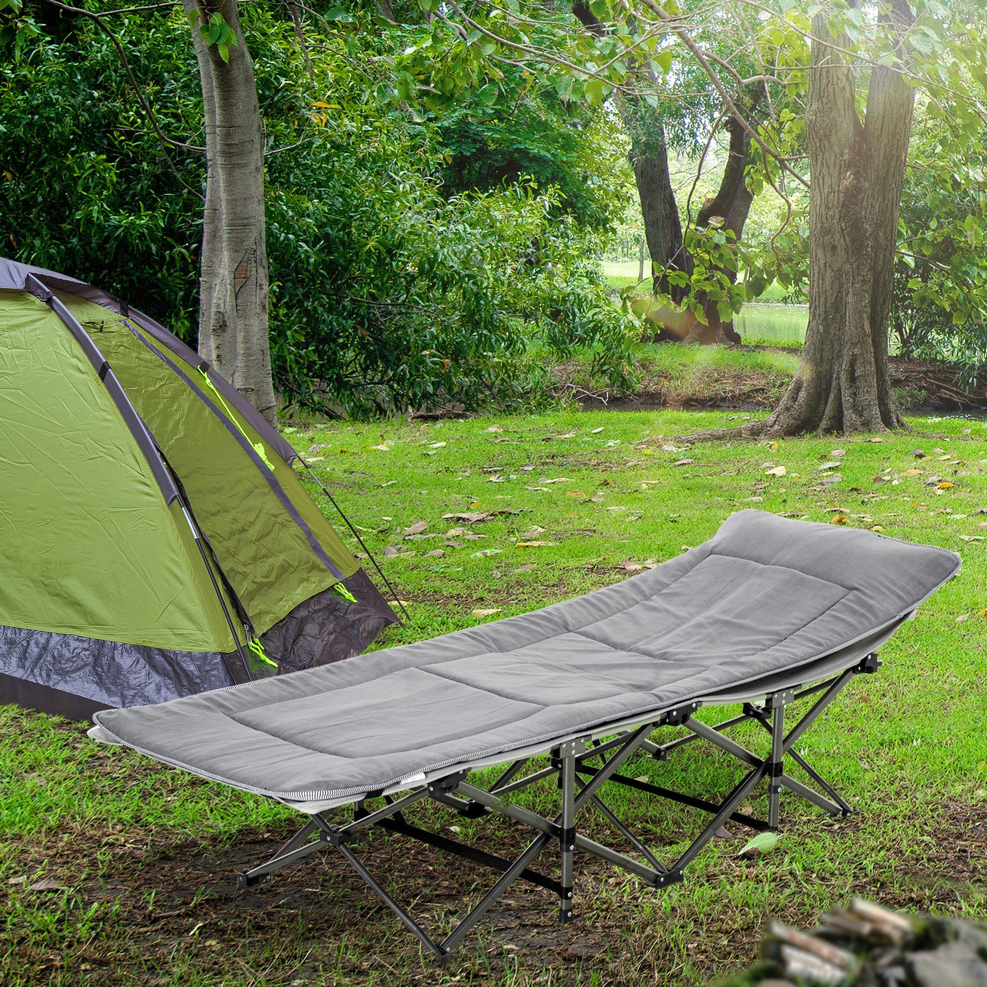 Outsunny Feldbett mit Kopfkissen Seitentasche (Klappbett, günstig online kaufen