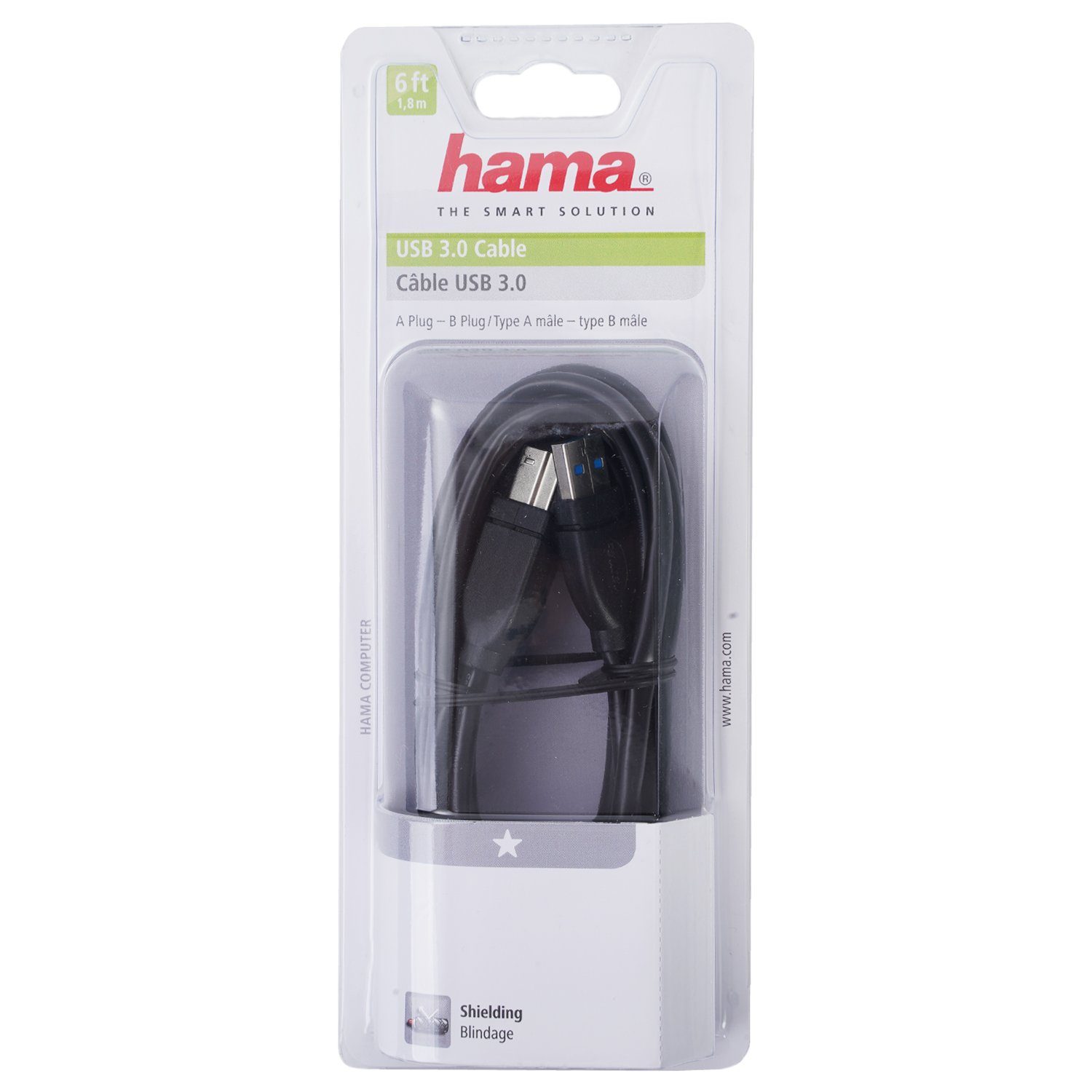 Hama USB 3.0 USB-Kabel High-Speed USB-A USB-B Stecker USB-Kabel, USB 3.0 Typ A,USB 3.0 Typ B, Keine (180 cm), USB 3.0 Anschluss-Kabel, Daten-Kabel für PC Laptop Drucker Scanner etc