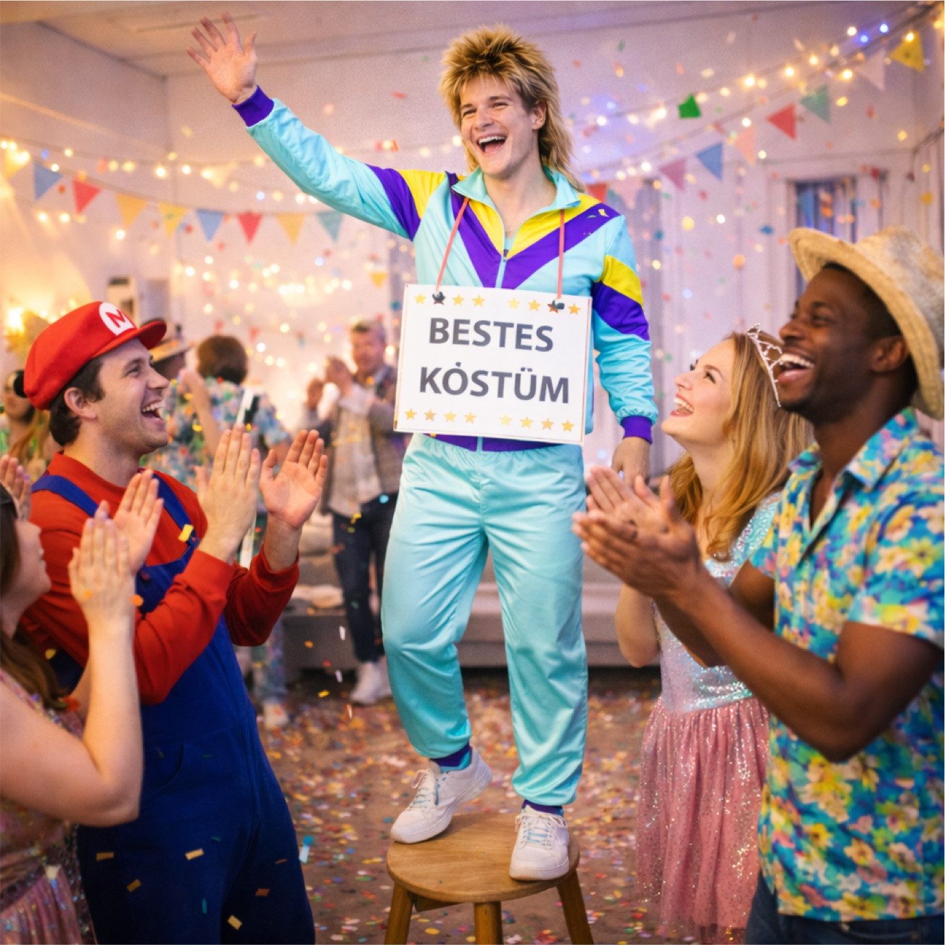 Costumed Kostüm Overall Retro – 80er-Jahre Kostüm im klassischen Vintage-Look Fasching