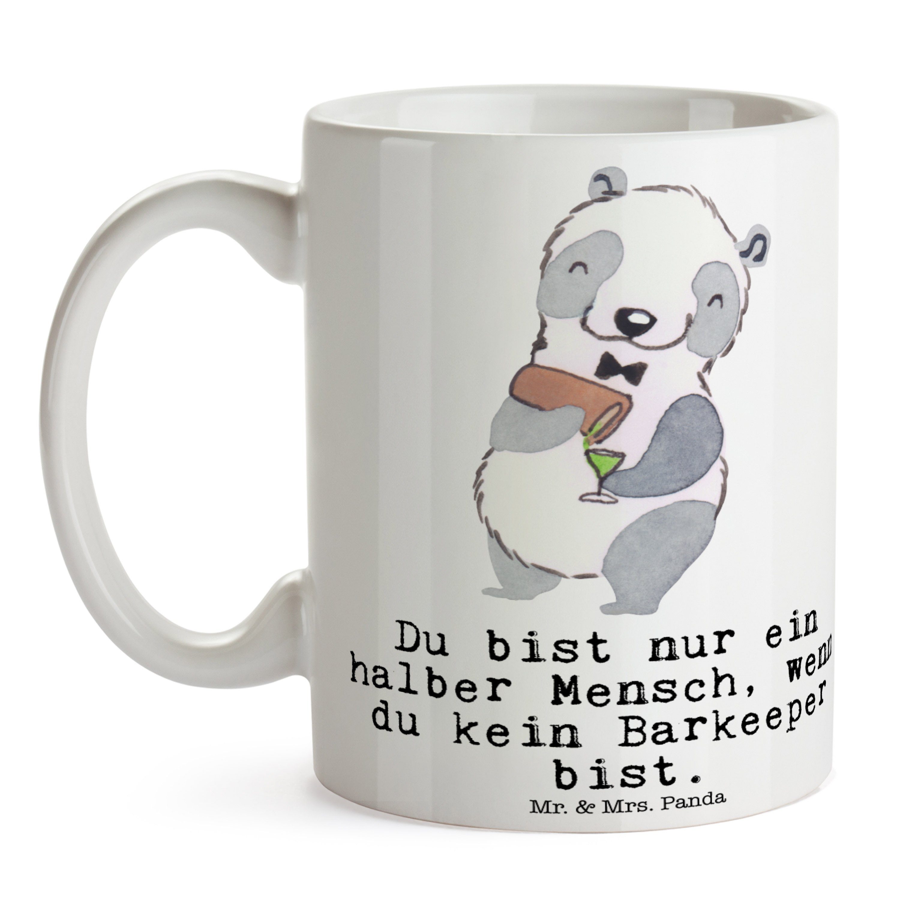Ausbildung, - Tasse & Geschen, Geschenk, mit Mrs. Barkeeper - Herz Keramik Panda Dankeschön, Mr. Weiß
