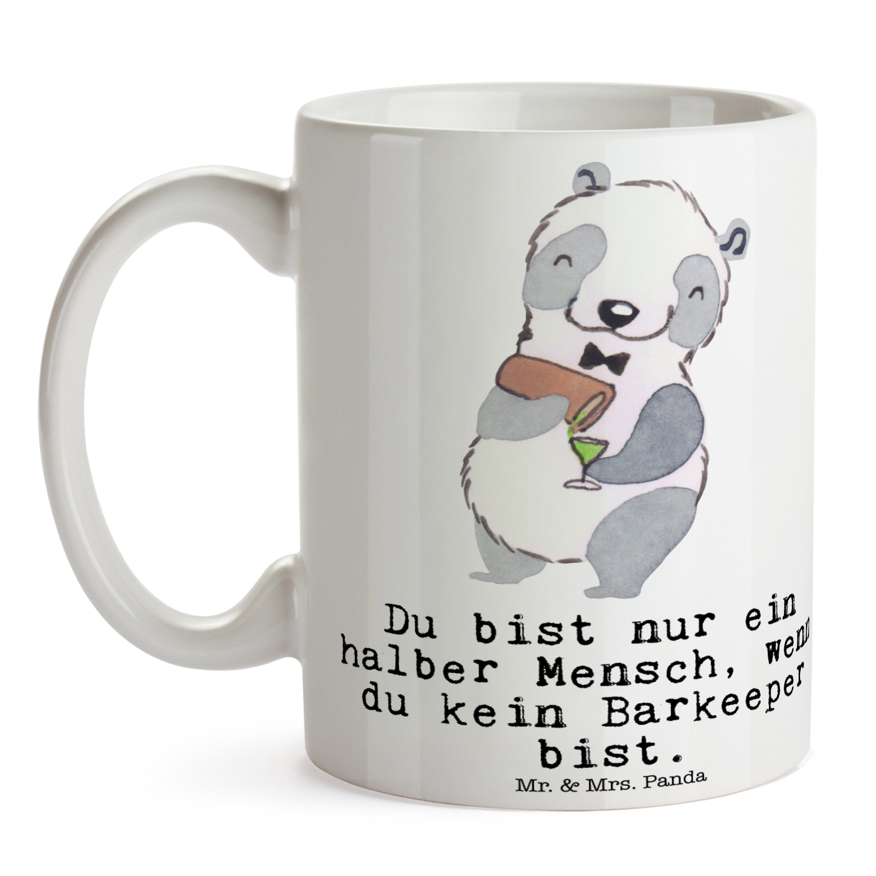 Barkeeper Mr. & Geschenk, Tasse Dankeschön, Weiß - mit - Panda Keramik Mrs. Herz Geschen, Ausbildung,