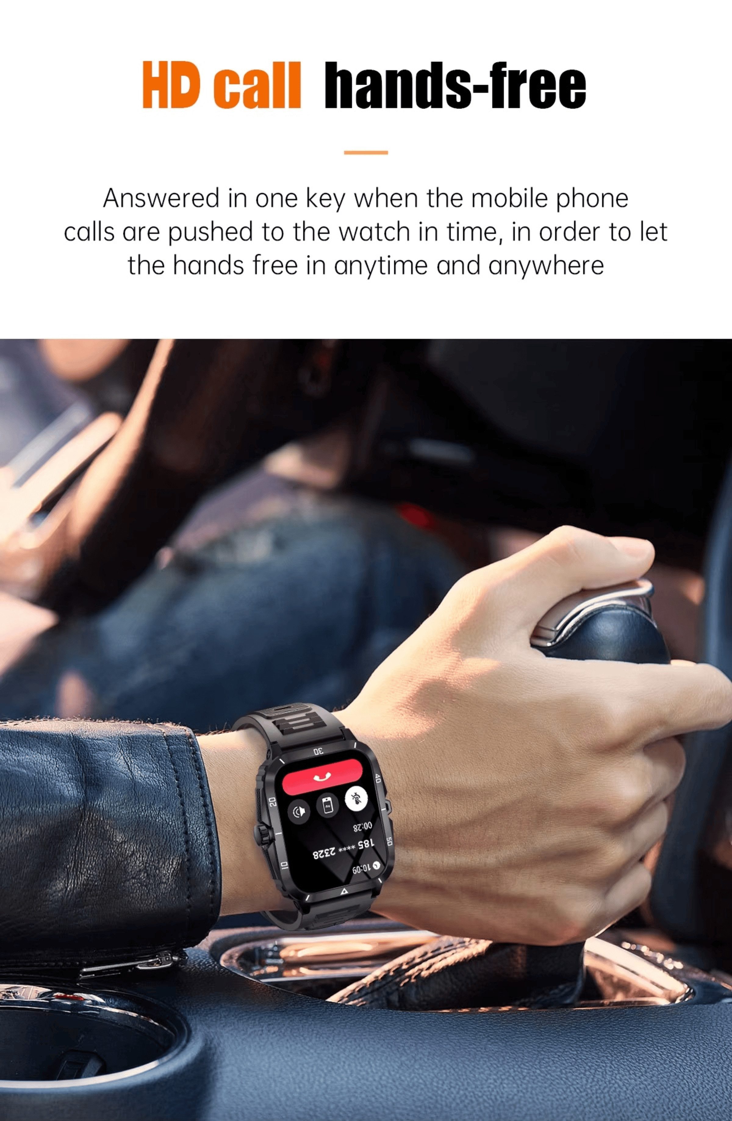Nagham Ghazal Aswad Sport Smartwatch Herren HD Display wasserdicht Bluetooth Anruf Uhr Smartwatch, 1,96" Display, 100+ Sportmodi, BT-Anrufe, 3ATM, 7 Tage Akku
