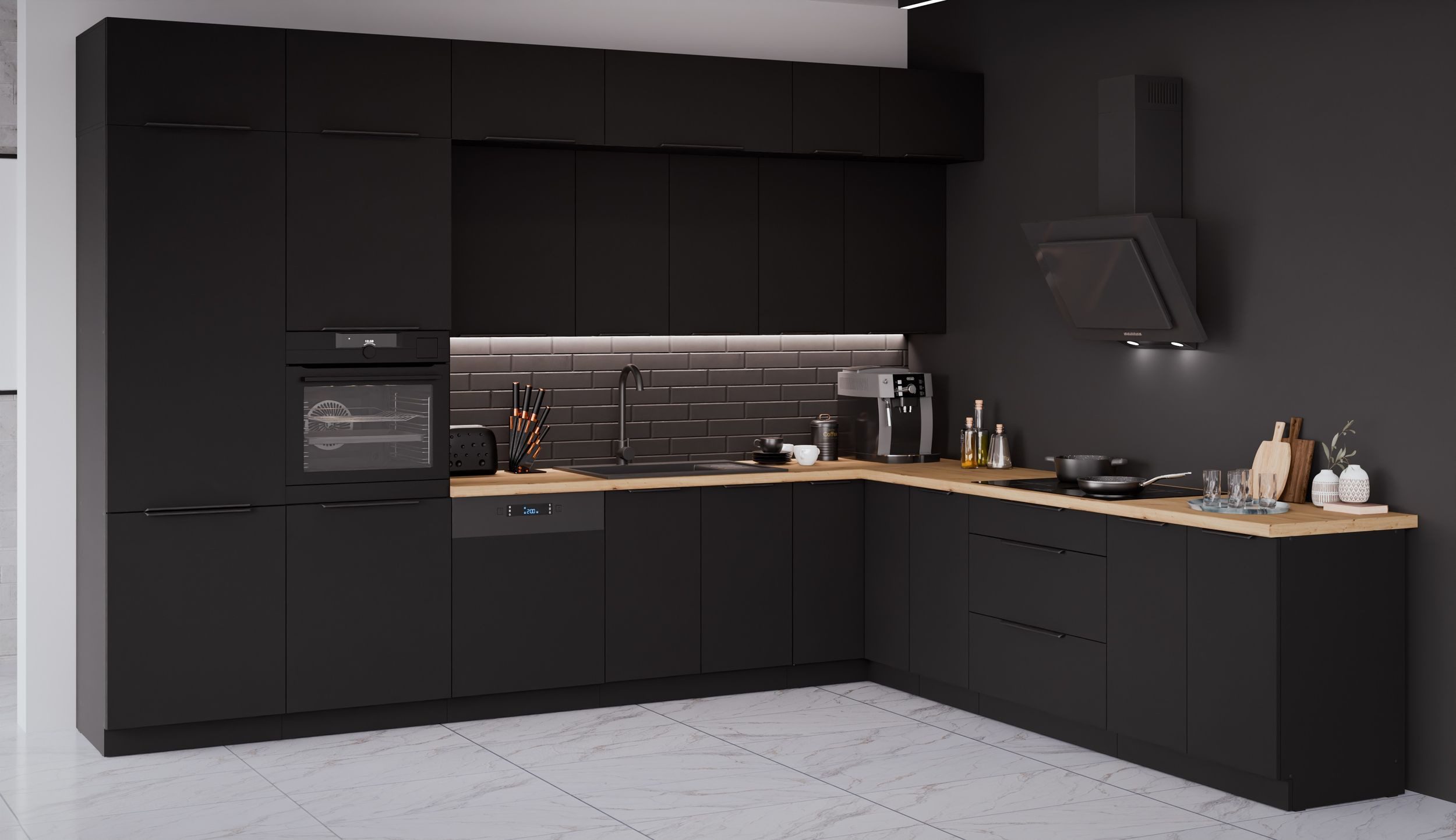 Küchen-Preisbombe Winkelküche SIENA 350x290 cm - XL Stauraum Küchenzeile Kü günstig online kaufen