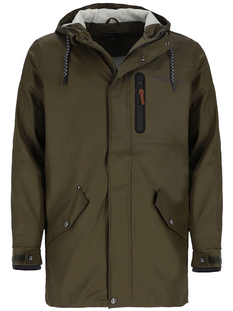 Wattlöper Regenmantel 62213 Herren Regenmantel Regenjacke mit Kapuze & abgedecktem Reißverschluss