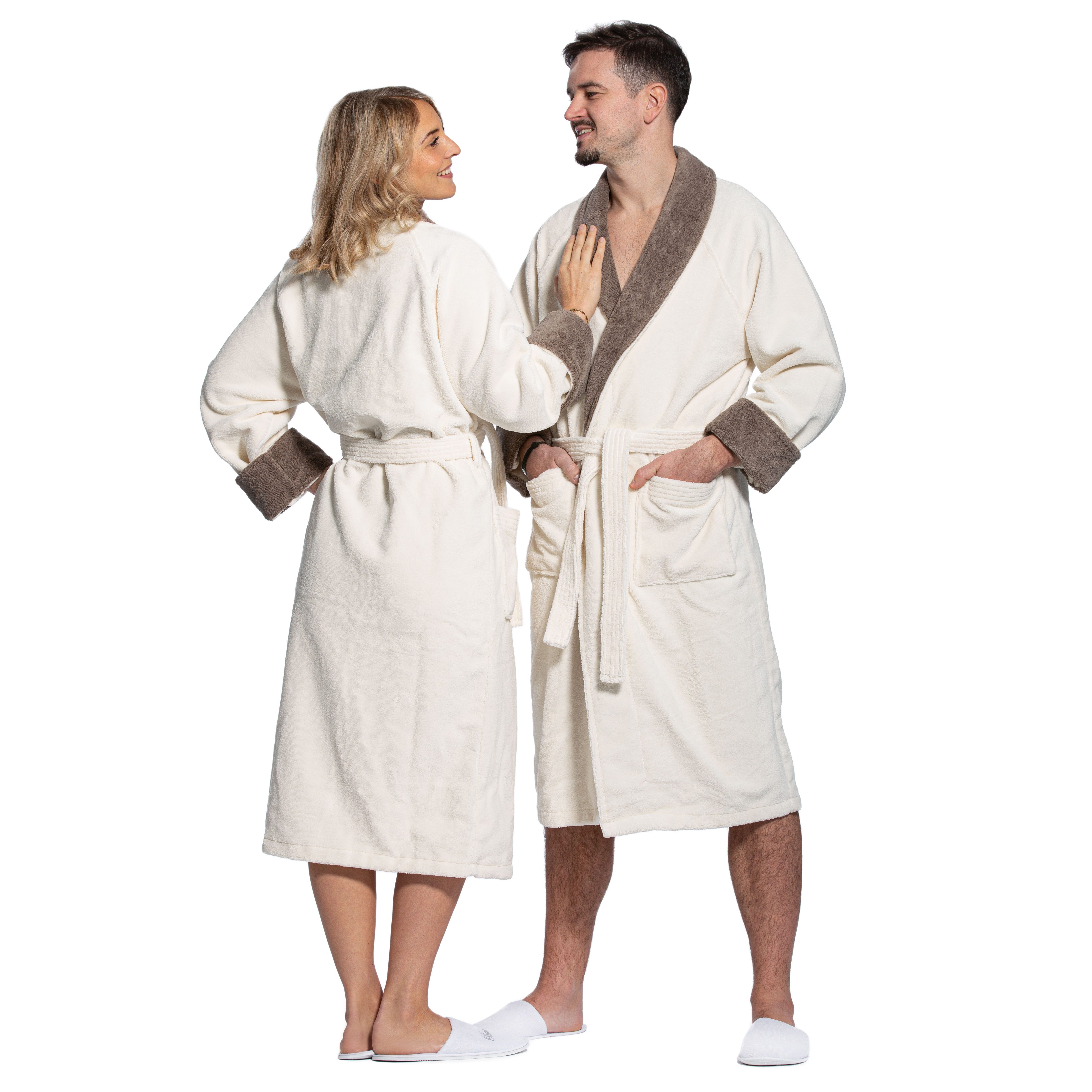 ZOLLNER Unisex-Bademantel, 50% Bambus-Viskose, 50% Baumwolle, Bindegürtel, günstig online kaufen