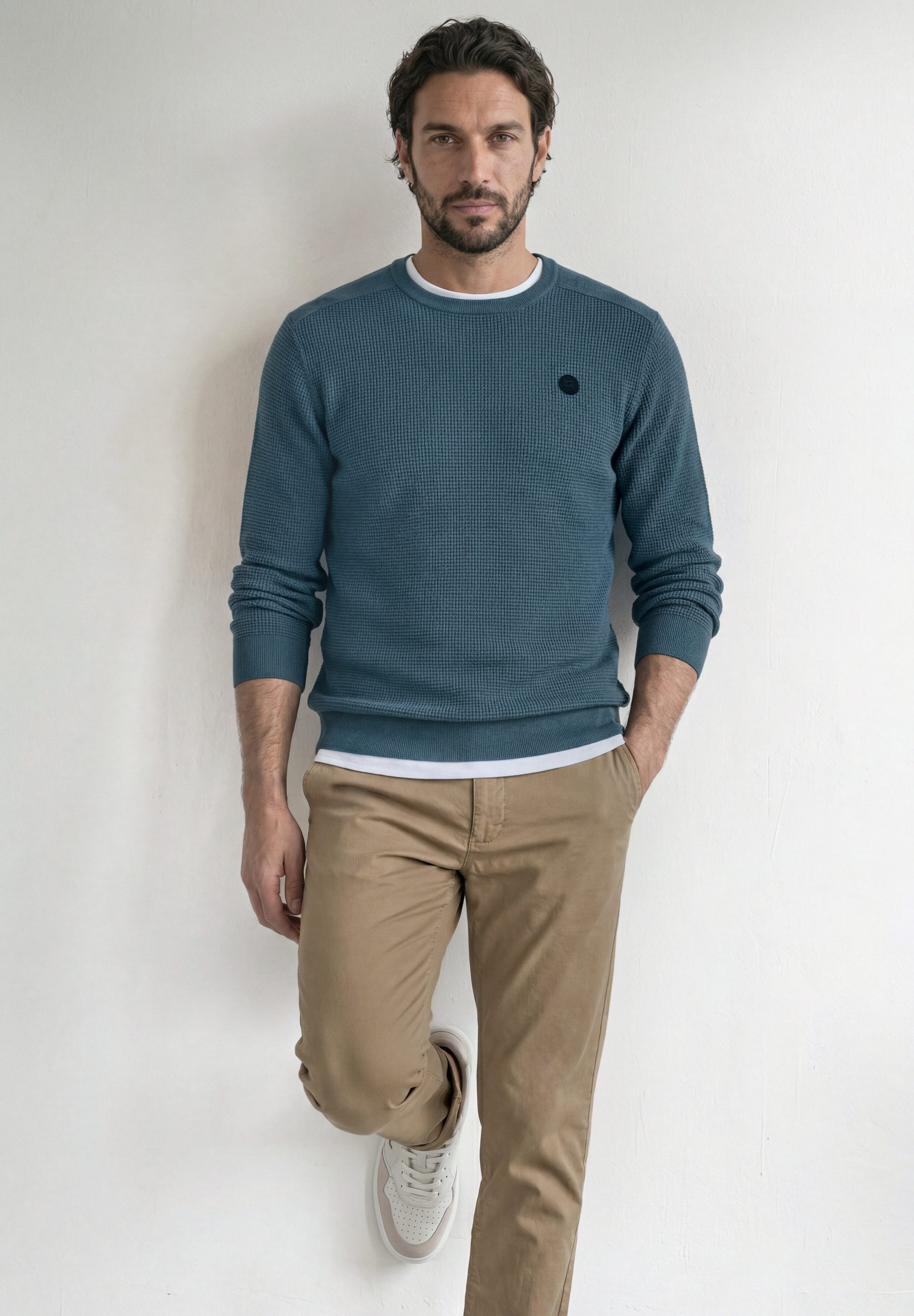 STREET ONE MEN Strickpullover aus reiner Baumwolle