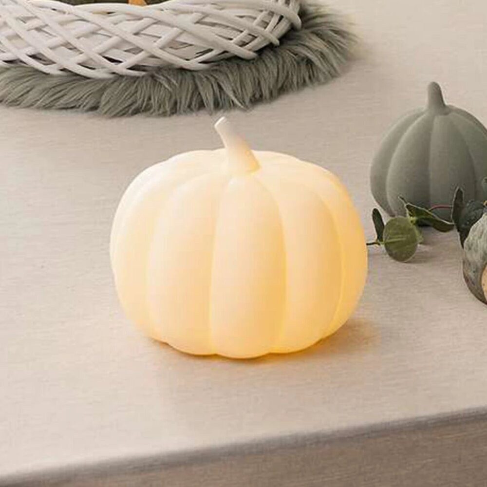 Home-trends24.de LED Dekofigur LED Kürbis Weiß Herbstdeko Halloween Porzell günstig online kaufen