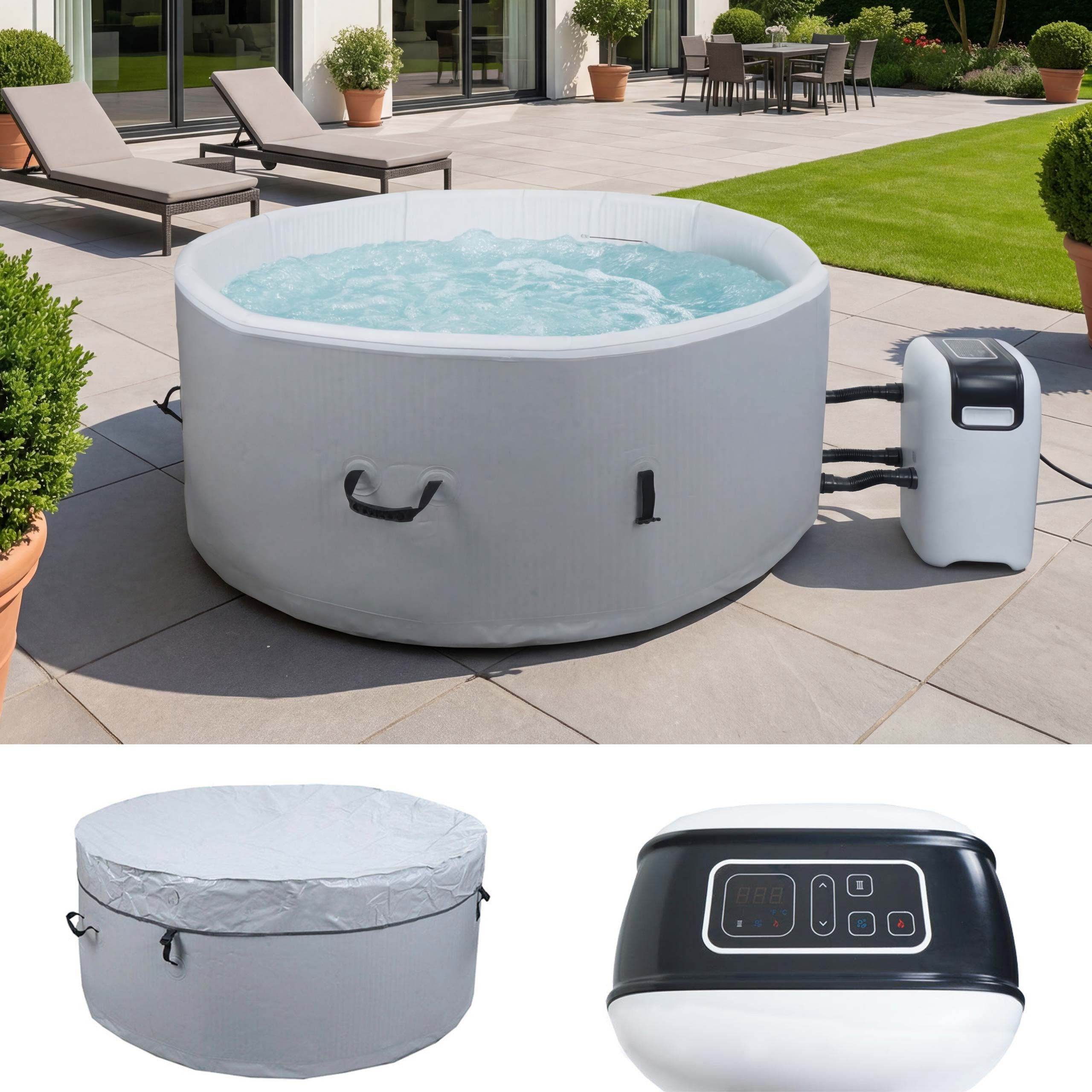 MCW Whirlpool MCW-N97-150, aufblasbar, Innen- und Außenbereich, Hohe Formbeständigkeit, Platz für 4 Personen