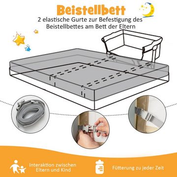 COSTWAY Baby-Reisebett 4 in 1 Beistellbett, 6 fach höhenverstellbar