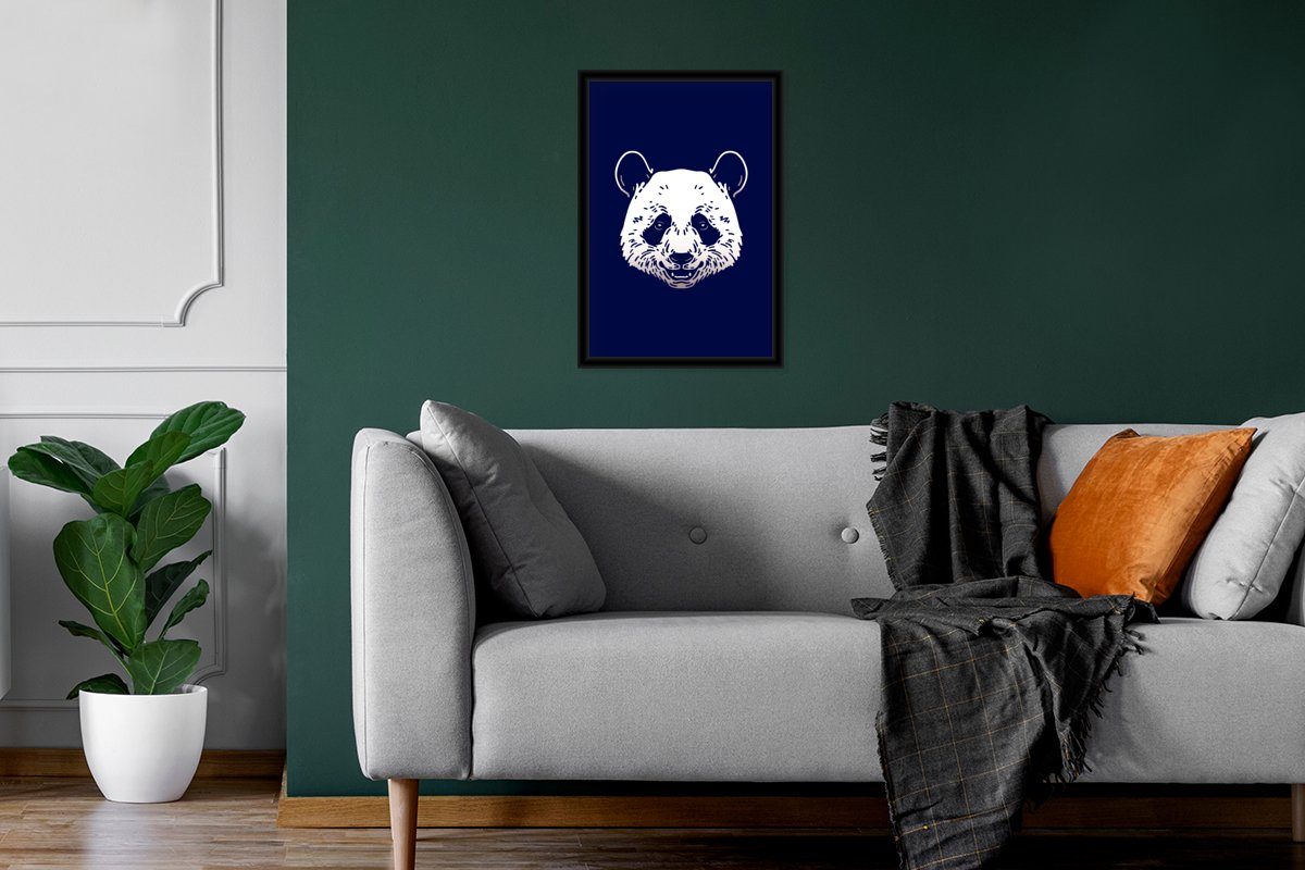 Wanddeko, Schwarzem Wandposter, Panda Tier (1 Entwurf, Poster - Gerahmtes Bilderrahmen St), Poster, Bilder, MuchoWow -