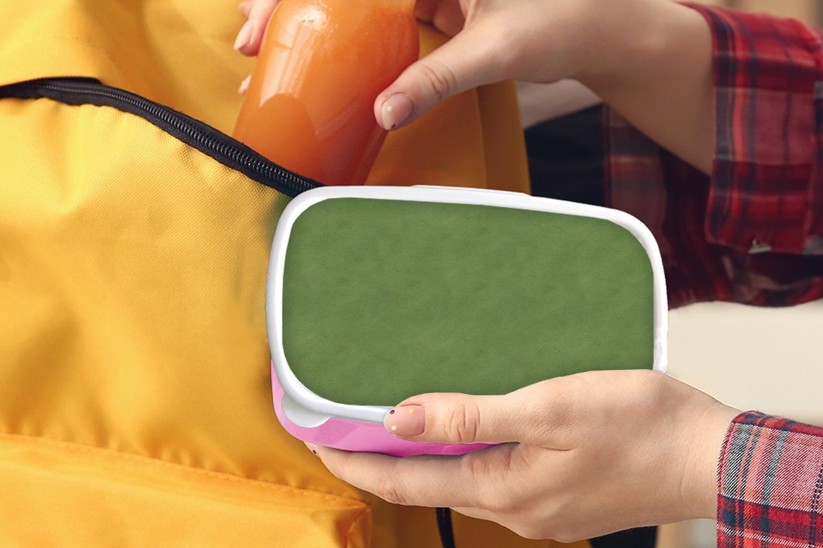 MuchoWow Lunchbox für Brotbox Mädchen, Kunststoff, - Brotdose Erwachsene, Kinder, Kunststoff (2-tlg), Snackbox, Leder rosa Tierhaut, - Textur