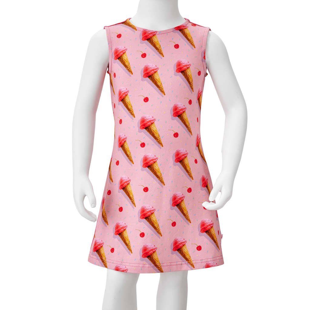 vidaXL A-Linien-Kleid Kinderkleid Eiscreme-Motiv 104 Knallrosa Kurz