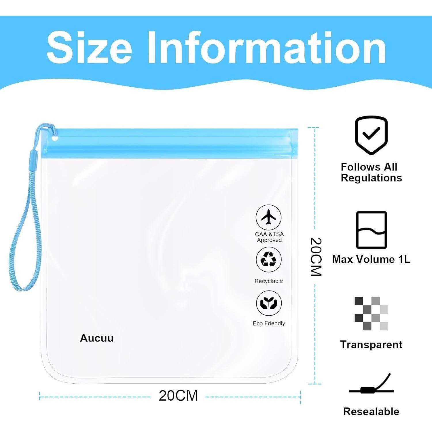 LuxusKollektion Liquidtasche Transparente Reise Flüssigkeitsbeutel 1L, Kulturbeutel, Auslaufsicher