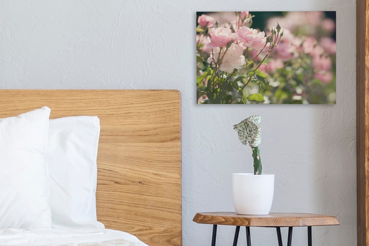 OneMillionCanvasses® Leinwandbild Rosen - Blumen - Rosa, Fotodruck (1 St), Leinwand Bilder Klein, Wand Dekoration Aesthetic 30x20 cm – Bild 4 von 5