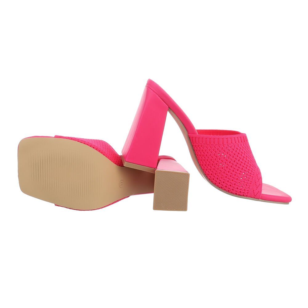 Ital-Design Sandalen Pink Damen Pantolette in Blockabsatz Freizeit Sandaletten & Mules