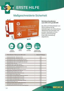 Steelboxx Arzttasche Verbandkasten orange Erste Hilfe Koffer DIN 13157 (1-tlg), mit Verbandstofffüllung nach DIN 13 157