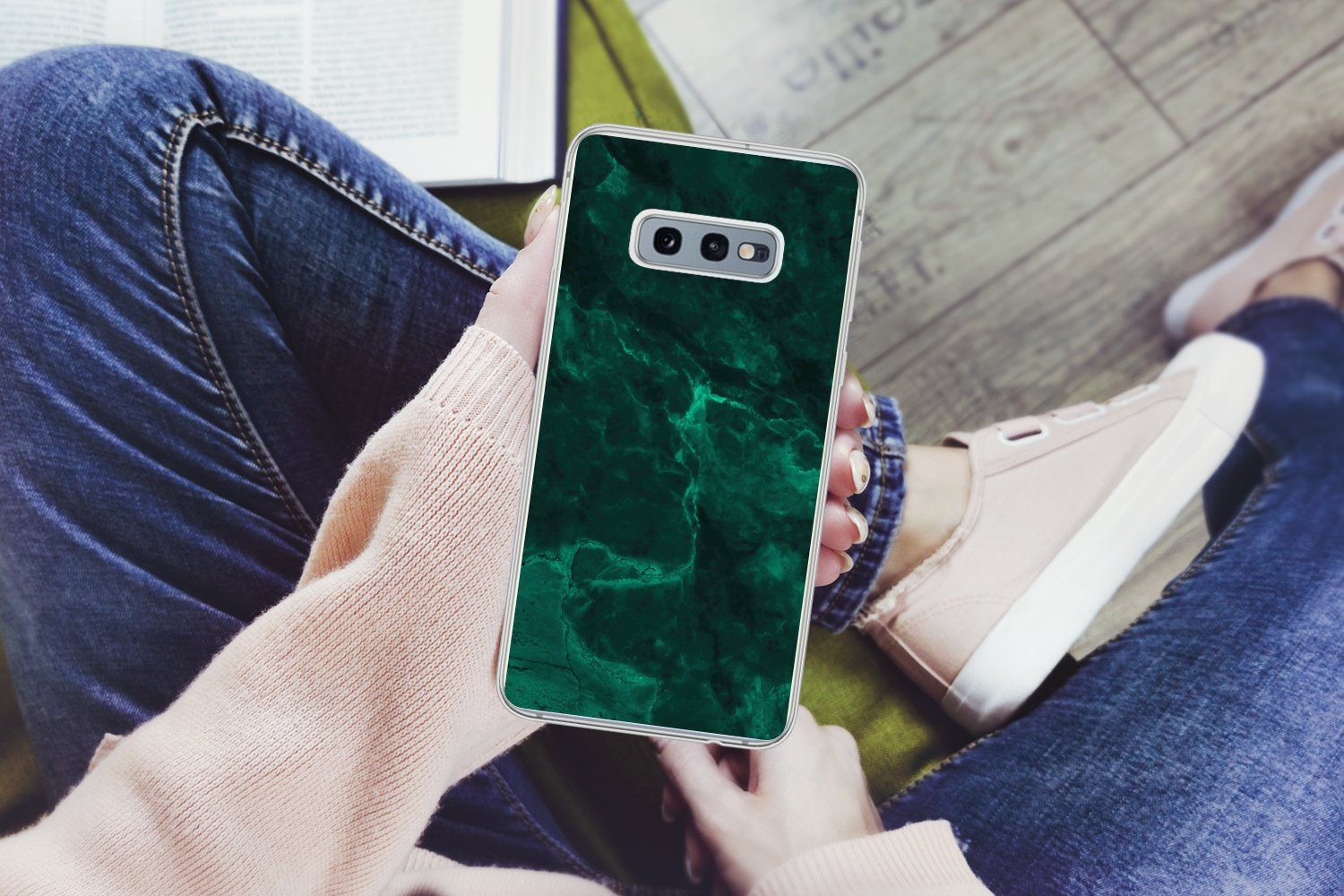 MuchoWow Handyhülle für Samsung Galaxy S10e Marmor - Limone - Grün - Strukturiert - Marmor, Phone Case, Silikon, Schutzhülle Dünn