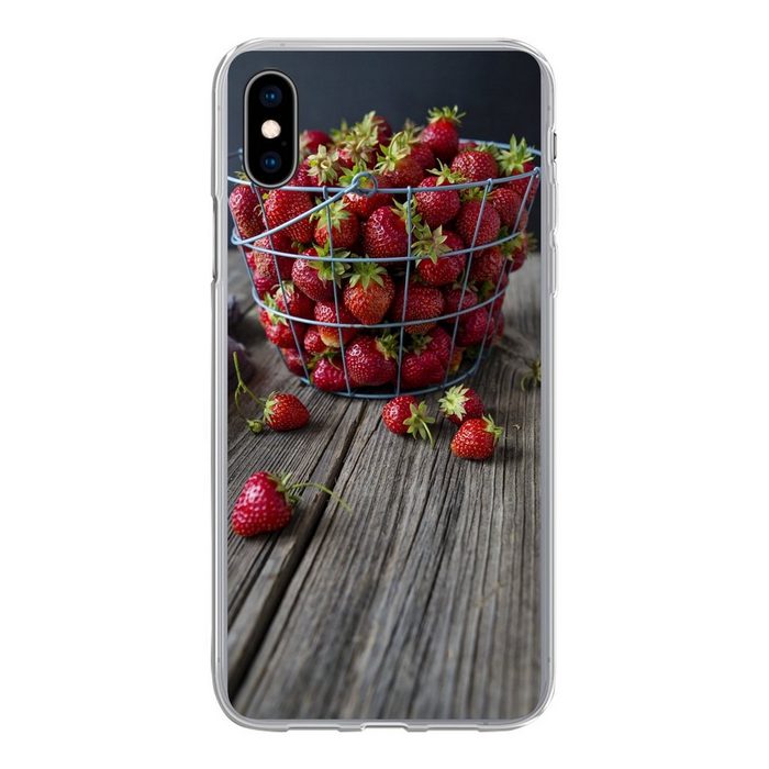 MuchoWow Handyhülle Erdbeere - Korb - Tisch Handyhülle Apple iPhone Xs Smartphone-Bumper Print Handy