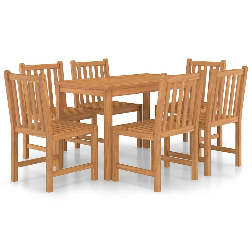vidaXL Gartenlounge-Set 7-teiliges Garten-Ess-Set 120 x 70 cm Massivholz, (6-tlg)