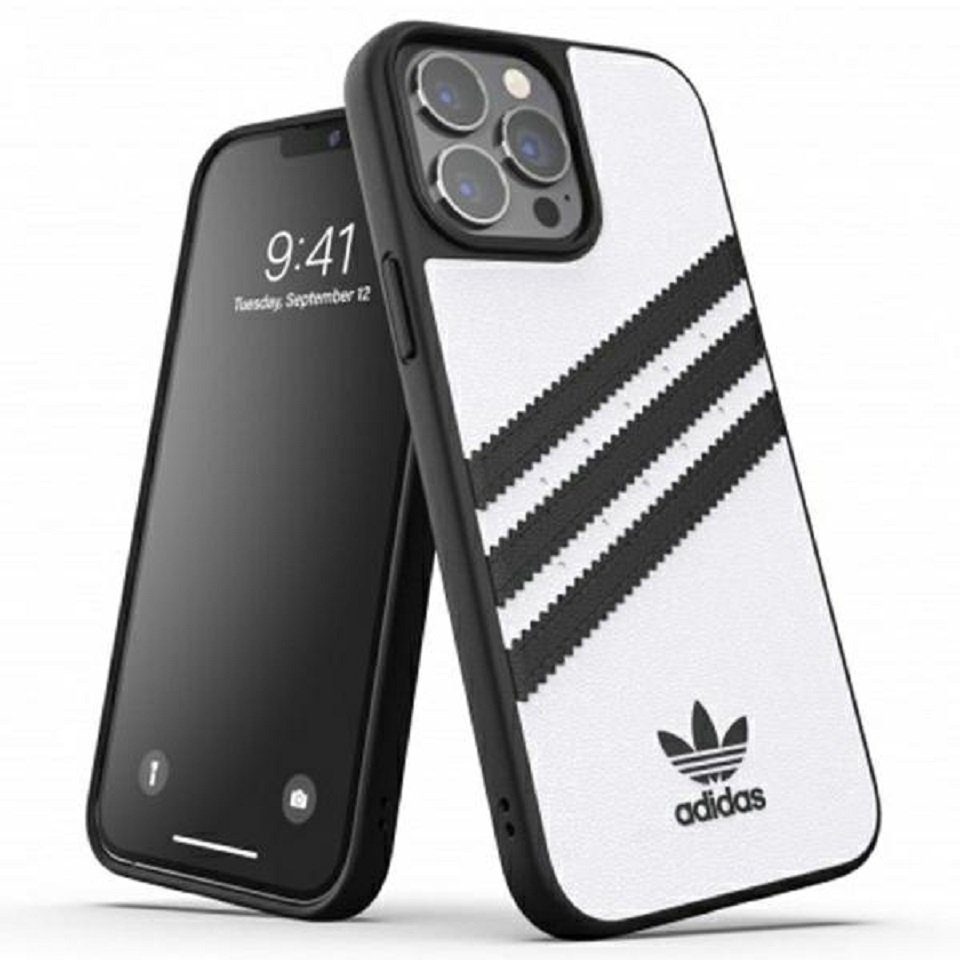 adidas Performance Handyhülle Hardcase iPhone 13 Pro Max weiß Streifen Logo Kunstsoff 6,7 Zoll, Kantenschutz