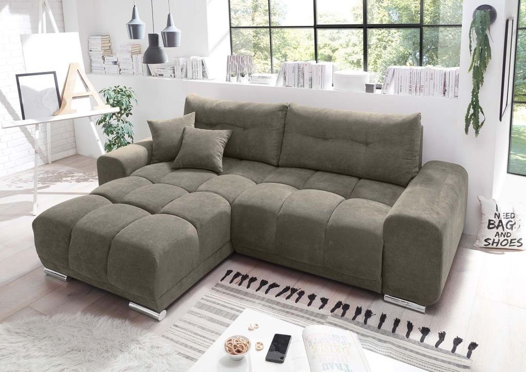 Ecksofa Ecksofa, cm ED DESIGN 264x186 Stone EXCITING (Braun-Grau) Eckcouch Sofa Couch Paco