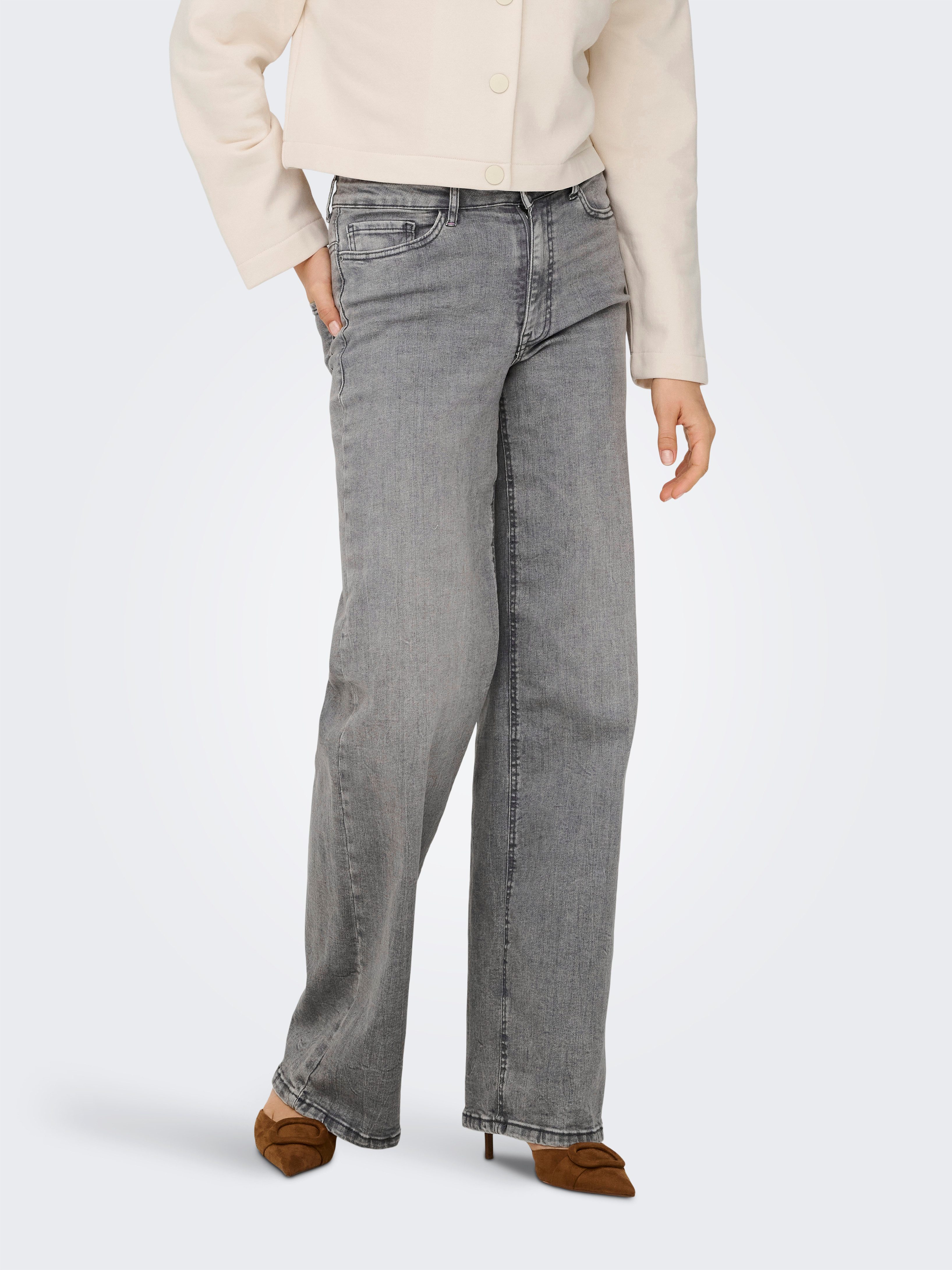 JDY High-waist-Jeans JDYFELINA-FINA HW WIDE JNS LT GREY DNM günstig online kaufen