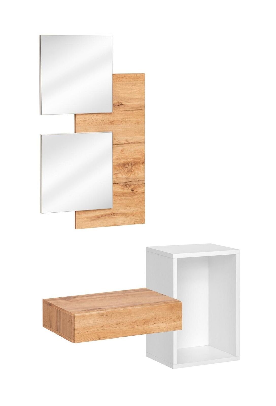 JVmoebel Garderoben-Set Flur Europa Spiegel/Wandregale), Design in Made Wand (2-St., Holz Möbel neu Moderne Diele