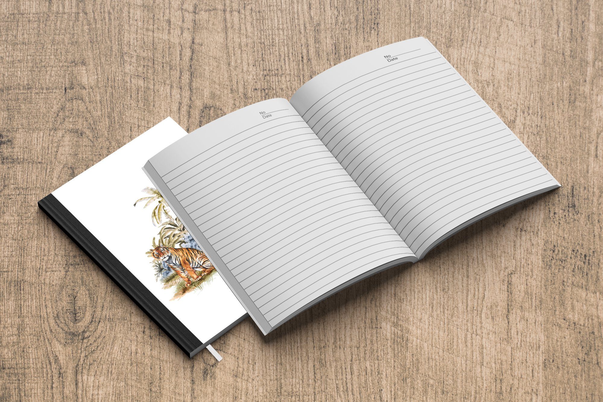 Tiger A5, Journal, Seiten, Merkzettel, MuchoWow 98 - Notizheft, Tagebuch, - Haushaltsbuch Pflanzen Weiß, Notizbuch